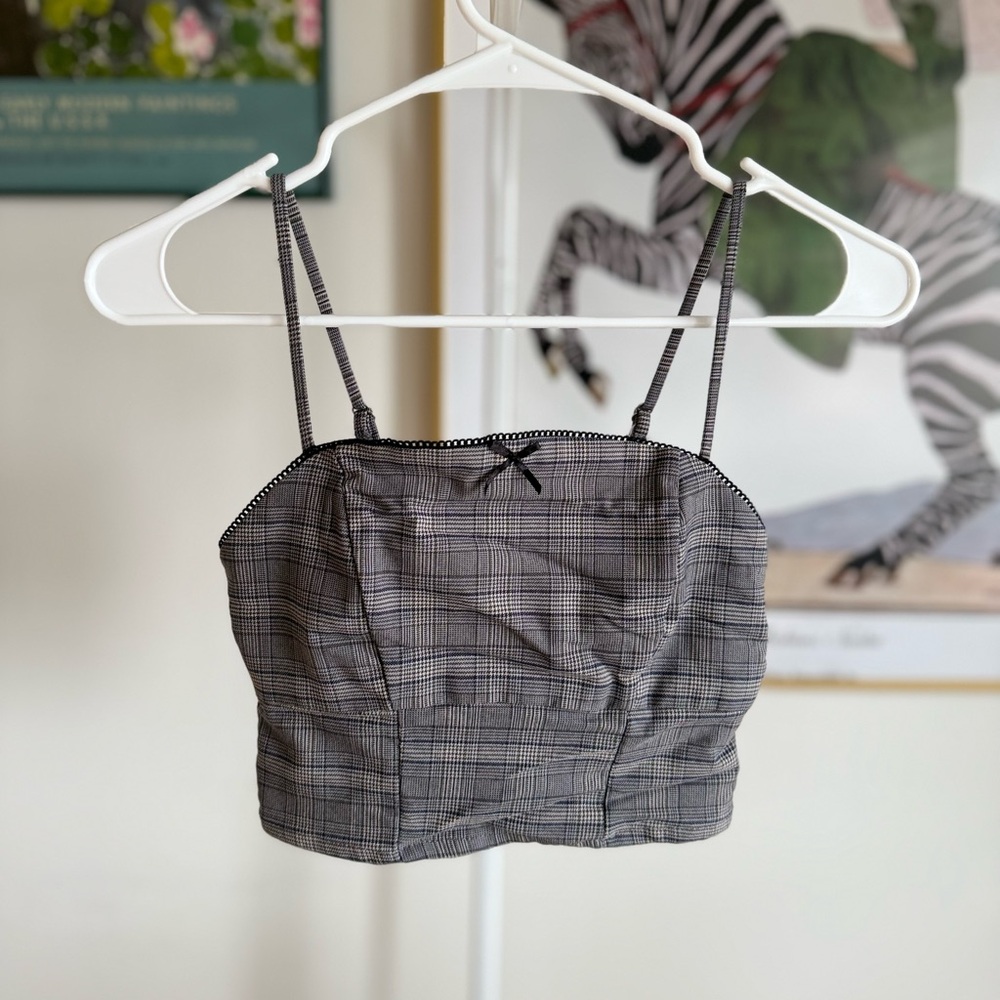 Plaid Gray Top Women’s XS